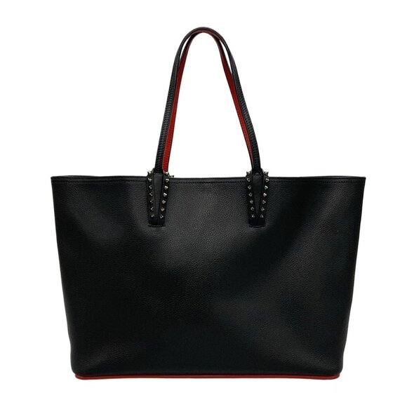 Auth CHRISTIAN LOUBOUTIN Cabata E/W - Black Red Leather Tote Bag - Picture 2 of 16